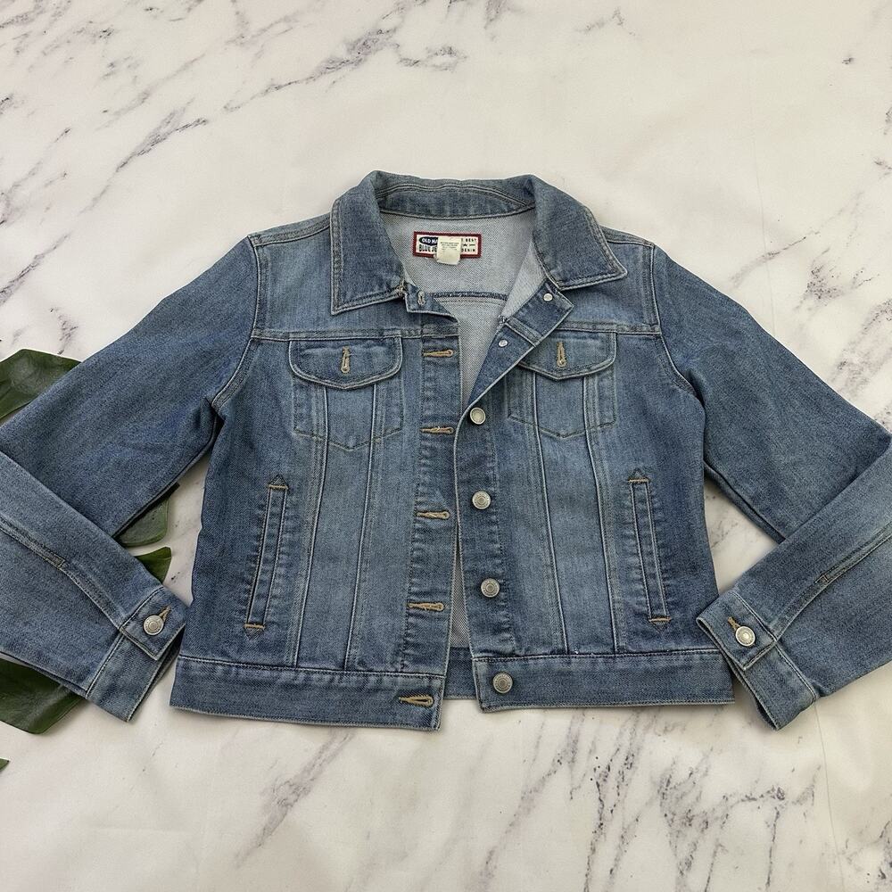 Old Navy Womens Vintage Y2k Denim Jean Jacket Size M Medium Stone Wash